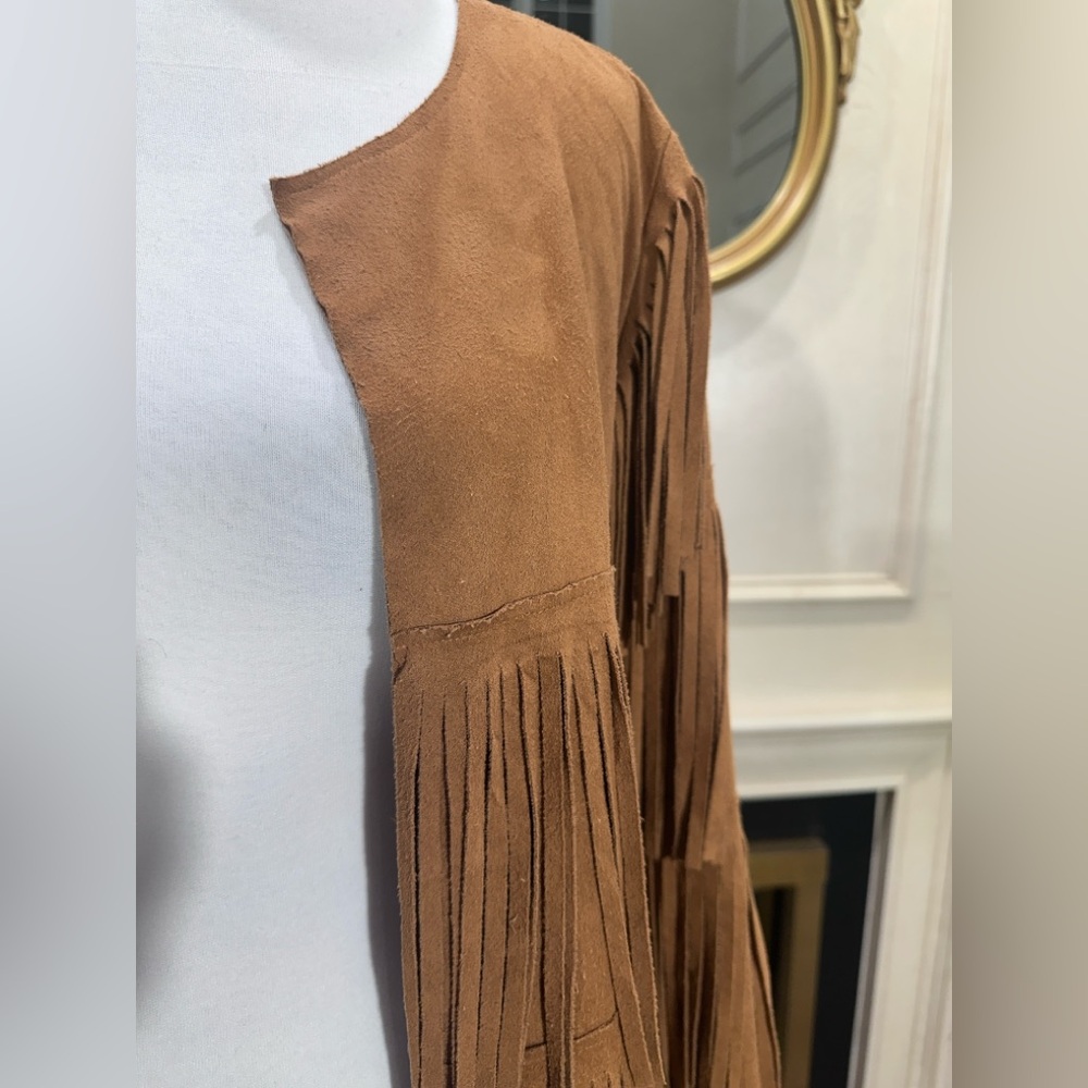 Vocal Faux Suede Fringe‎ Open Front Jacket – Size Small - Picture 3 of 15